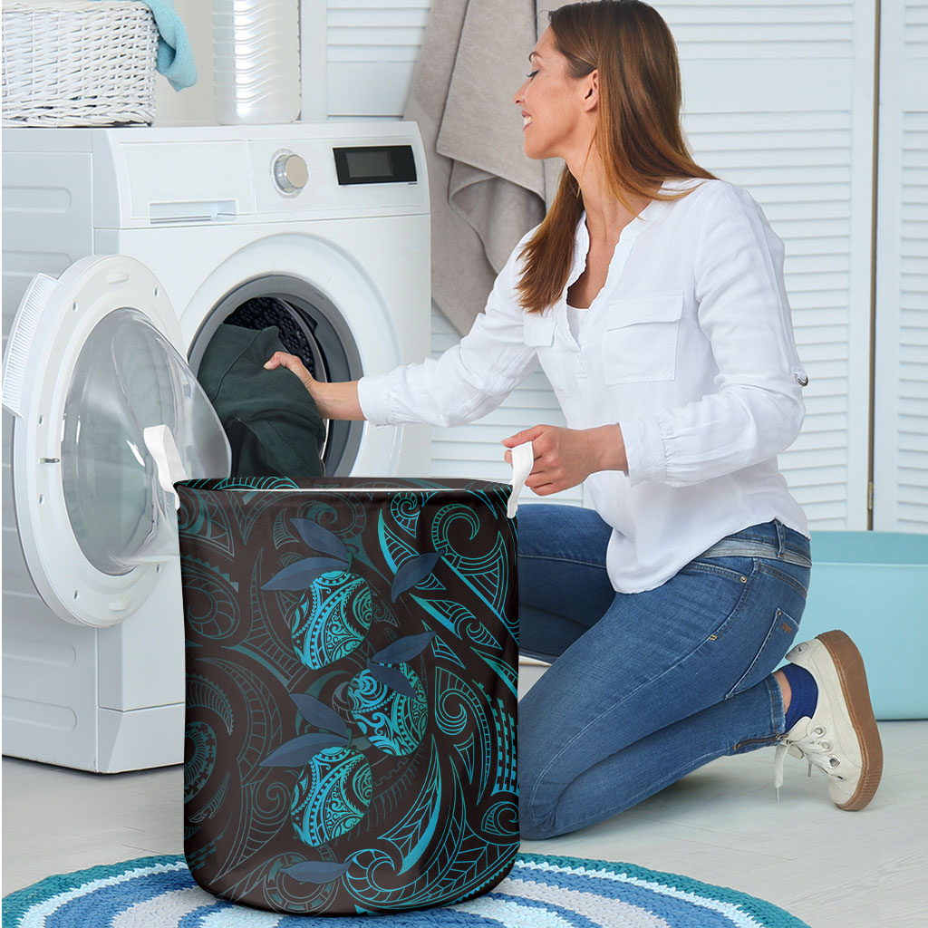Hawaiian Mango Tribal Tattoo Laundry Basket Teal Pacific Traditional Pattern LT9 - Polynesian Pride