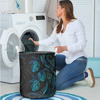 Hawaiian Mango Tribal Tattoo Laundry Basket Teal Pacific Traditional Pattern LT9 - Polynesian Pride