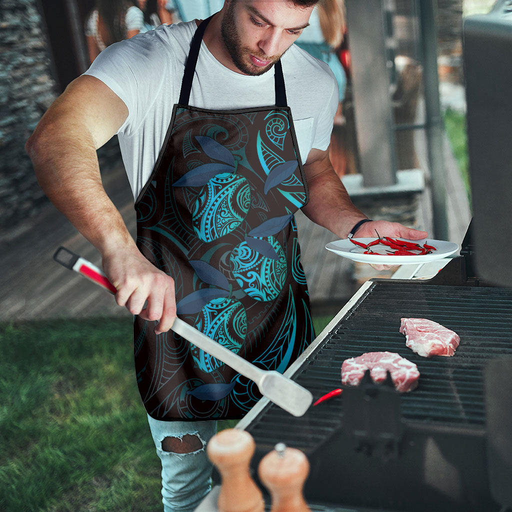 Hawaiian Mango Tribal Tattoo Apron Teal Pacific Traditional Pattern LT9 - Polynesian Pride