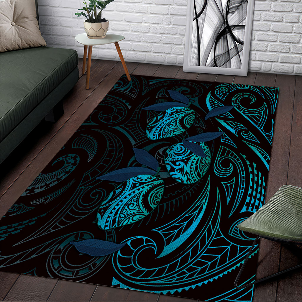 Hawaiian Mango Tribal Tattoo Area Rug Teal Pacific Traditional Pattern LT9 Teal - Polynesian Pride