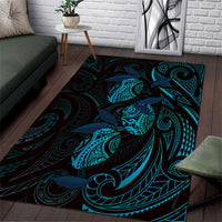 Hawaiian Mango Tribal Tattoo Area Rug Teal Pacific Traditional Pattern LT9 Teal - Polynesian Pride