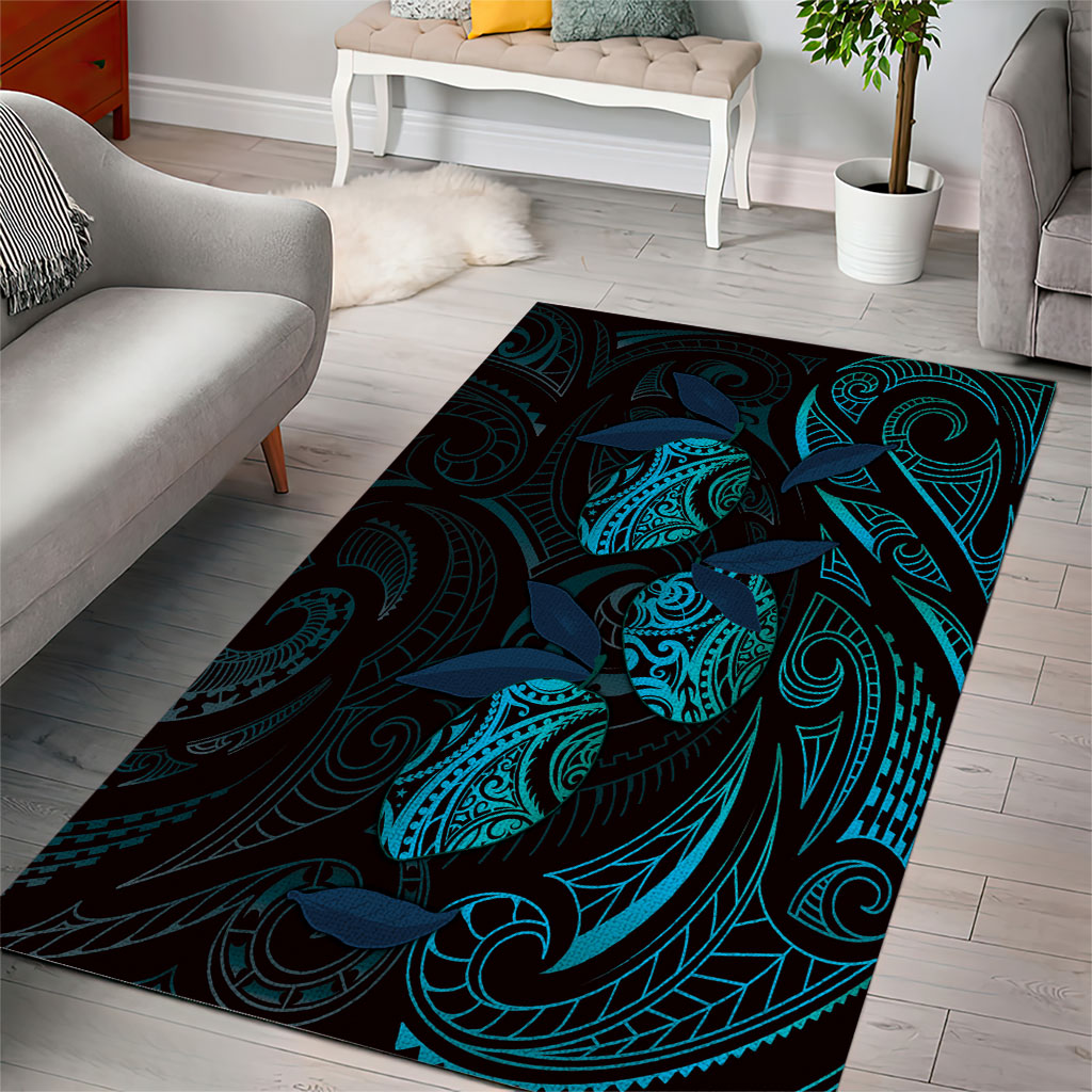 Hawaiian Mango Tribal Tattoo Area Rug Teal Pacific Traditional Pattern LT9 - Polynesian Pride