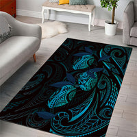 Hawaiian Mango Tribal Tattoo Area Rug Teal Pacific Traditional Pattern LT9 - Polynesian Pride