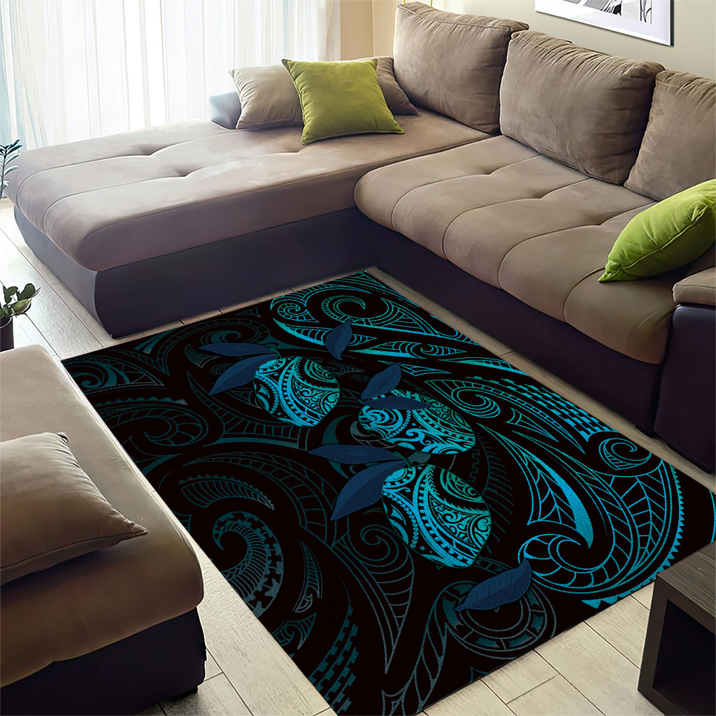 Hawaiian Mango Tribal Tattoo Area Rug Teal Pacific Traditional Pattern LT9 - Polynesian Pride