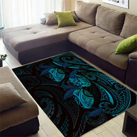 Hawaiian Mango Tribal Tattoo Area Rug Teal Pacific Traditional Pattern LT9 - Polynesian Pride