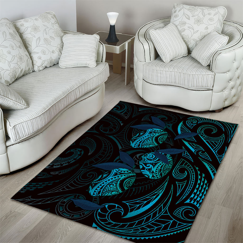 Hawaiian Mango Tribal Tattoo Area Rug Teal Pacific Traditional Pattern LT9 - Polynesian Pride