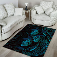 Hawaiian Mango Tribal Tattoo Area Rug Teal Pacific Traditional Pattern LT9 - Polynesian Pride