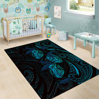 Hawaiian Mango Tribal Tattoo Area Rug Teal Pacific Traditional Pattern LT9 - Polynesian Pride
