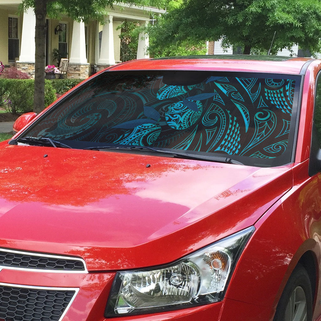 Hawaiian Mango Tribal Tattoo Auto Sun Shade Teal Pacific Traditional Pattern LT9 - Polynesian Pride