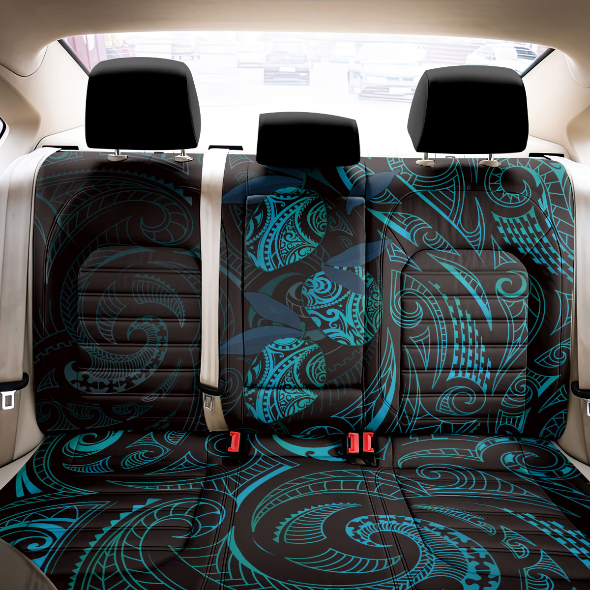 Hawaiian Mango Tribal Tattoo Back Car Seat Cover Teal Pacific Traditional Pattern LT9 - Polynesian Pride