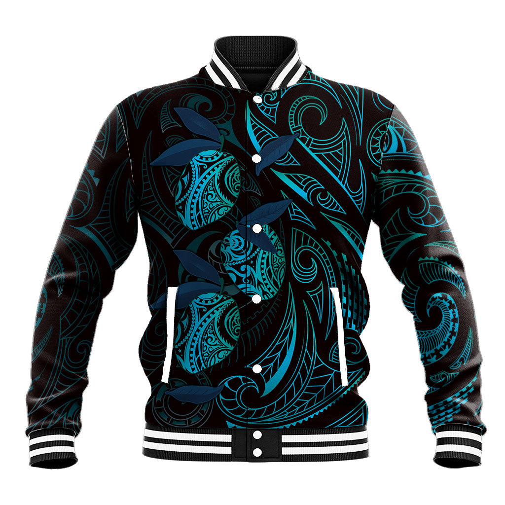 Hawaiian Mango Tribal Tattoo Baseball Jacket Teal Pacific Traditional Pattern LT9 Unisex Teal - Polynesian Pride