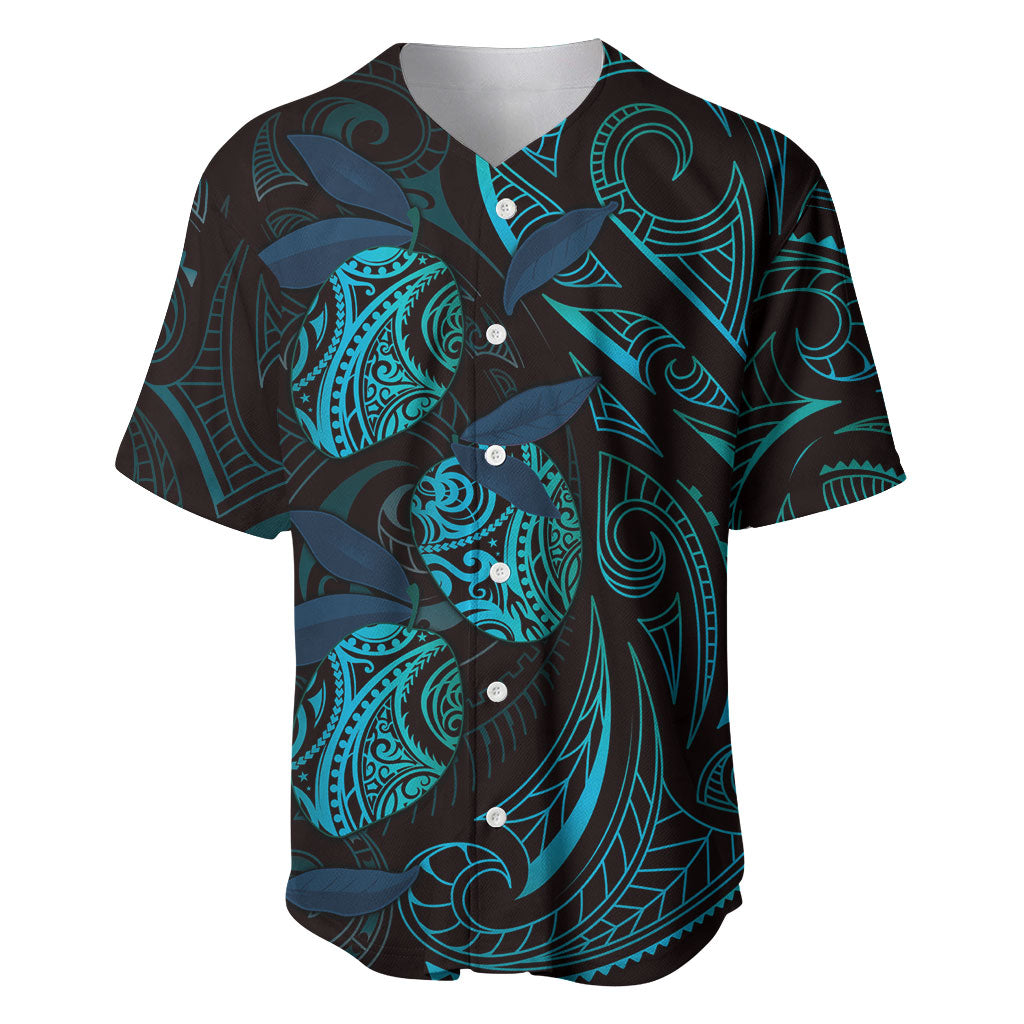 Hawaiian Mango Tribal Tattoo Baseball Jersey Teal Pacific Traditional Pattern LT9 Teal - Polynesian Pride