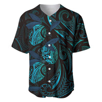Hawaiian Mango Tribal Tattoo Baseball Jersey Teal Pacific Traditional Pattern LT9 Teal - Polynesian Pride