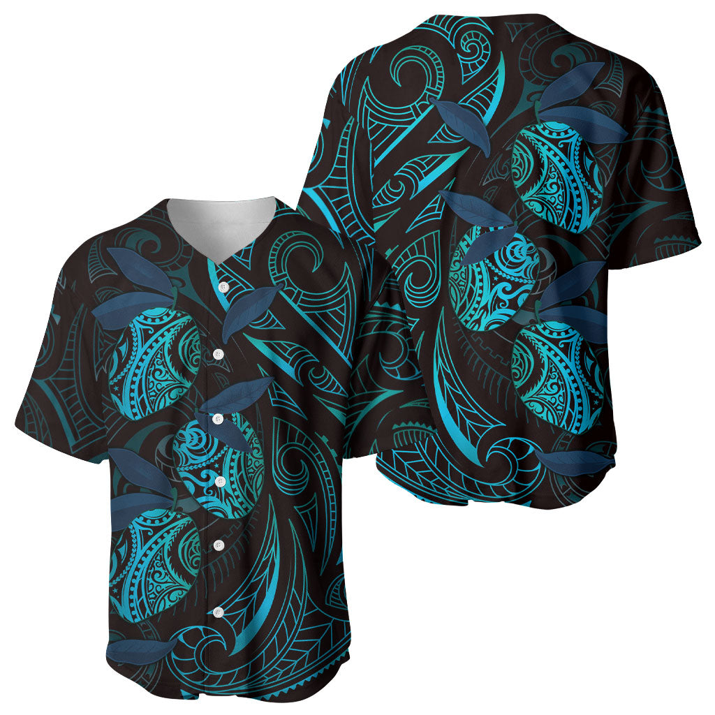 Hawaiian Mango Tribal Tattoo Baseball Jersey Teal Pacific Traditional Pattern LT9 - Polynesian Pride