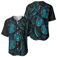 Hawaiian Mango Tribal Tattoo Baseball Jersey Teal Pacific Traditional Pattern LT9 - Polynesian Pride