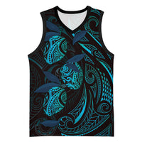 Hawaiian Mango Tribal Tattoo Basketball Jersey Teal Pacific Traditional Pattern LT9 Unisex Teal - Polynesian Pride