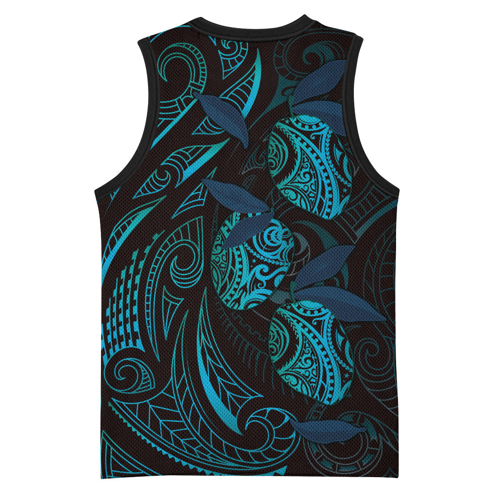 Hawaiian Mango Tribal Tattoo Basketball Jersey Teal Pacific Traditional Pattern LT9 - Polynesian Pride