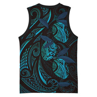 Hawaiian Mango Tribal Tattoo Basketball Jersey Teal Pacific Traditional Pattern LT9 - Polynesian Pride