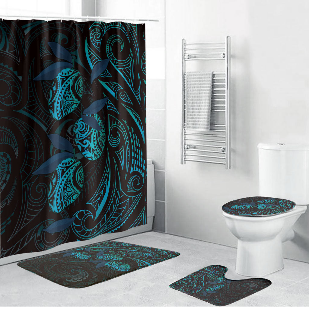 Hawaiian Mango Tribal Tattoo Bathroom Set Teal Pacific Traditional Pattern LT9 Bathroom Set (4 pcs) Teal - Polynesian Pride