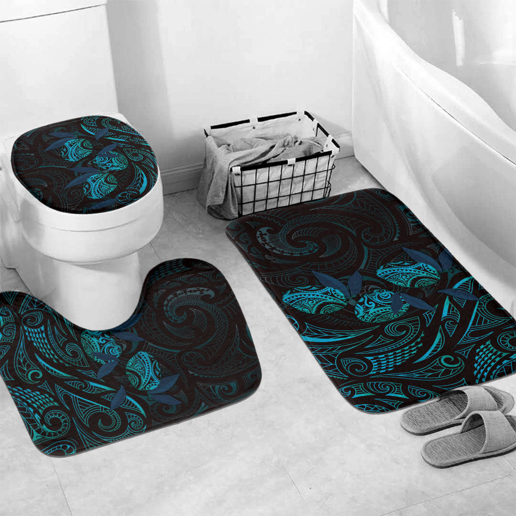 Hawaiian Mango Tribal Tattoo Bathroom Set Teal Pacific Traditional Pattern LT9 Mat Set Only (3 pcs) One Size Teal - Polynesian Pride