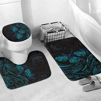 Hawaiian Mango Tribal Tattoo Bathroom Set Teal Pacific Traditional Pattern LT9 Mat Set Only (3 pcs) One Size Teal - Polynesian Pride