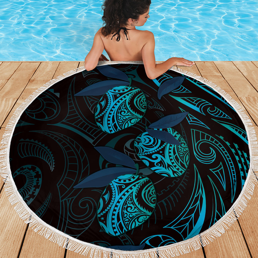 Hawaiian Mango Tribal Tattoo Beach Blanket Teal Pacific Traditional Pattern LT9 - Polynesian Pride