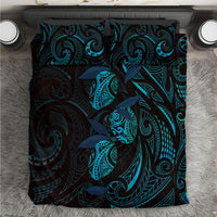 Hawaiian Mango Tribal Tattoo Bedding Set Teal Pacific Traditional Pattern LT9 Teal - Polynesian Pride