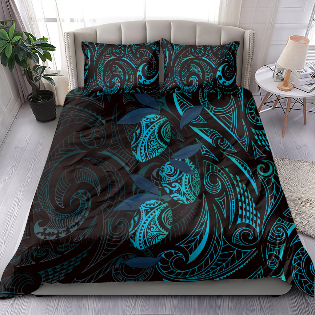 Hawaiian Mango Tribal Tattoo Bedding Set Teal Pacific Traditional Pattern LT9 - Polynesian Pride