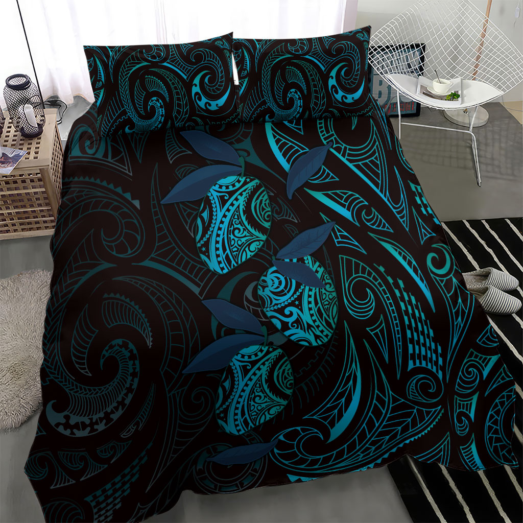 Hawaiian Mango Tribal Tattoo Bedding Set Teal Pacific Traditional Pattern LT9 - Polynesian Pride