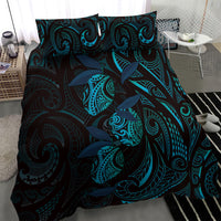 Hawaiian Mango Tribal Tattoo Bedding Set Teal Pacific Traditional Pattern LT9 - Polynesian Pride
