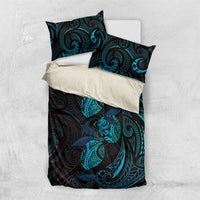 Hawaiian Mango Tribal Tattoo Bedding Set Teal Pacific Traditional Pattern LT9 US Twin 172cm x 218cm Teal - Polynesian Pride