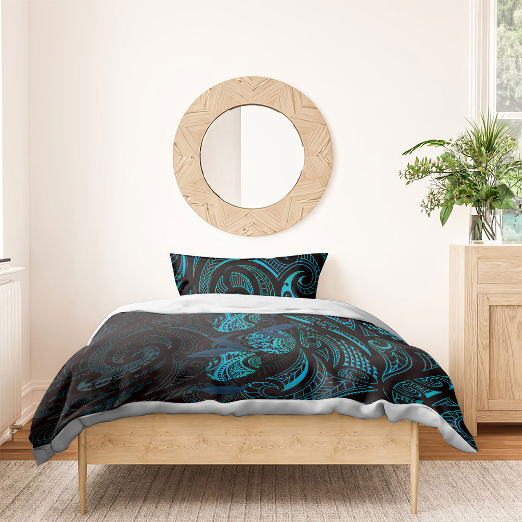 Hawaiian Mango Tribal Tattoo Bedding Set Teal Pacific Traditional Pattern LT9 - Polynesian Pride