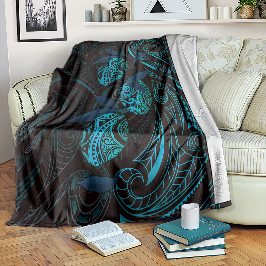 Hawaiian Mango Tribal Tattoo Blanket Teal Pacific Traditional Pattern LT9 Teal - Polynesian Pride