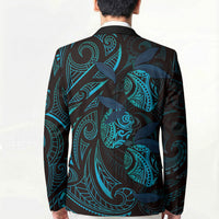 Hawaiian Mango Tribal Tattoo Blazer Teal Pacific Traditional Pattern LT9 - Polynesian Pride