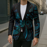 Hawaiian Mango Tribal Tattoo Blazer Teal Pacific Traditional Pattern LT9 - Polynesian Pride