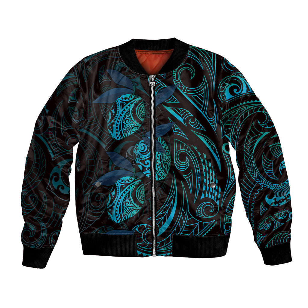 Hawaiian Mango Tribal Tattoo Bomber Jacket Teal Pacific Traditional Pattern LT9 Unisex Teal - Polynesian Pride