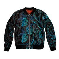 Hawaiian Mango Tribal Tattoo Bomber Jacket Teal Pacific Traditional Pattern LT9 Unisex Teal - Polynesian Pride