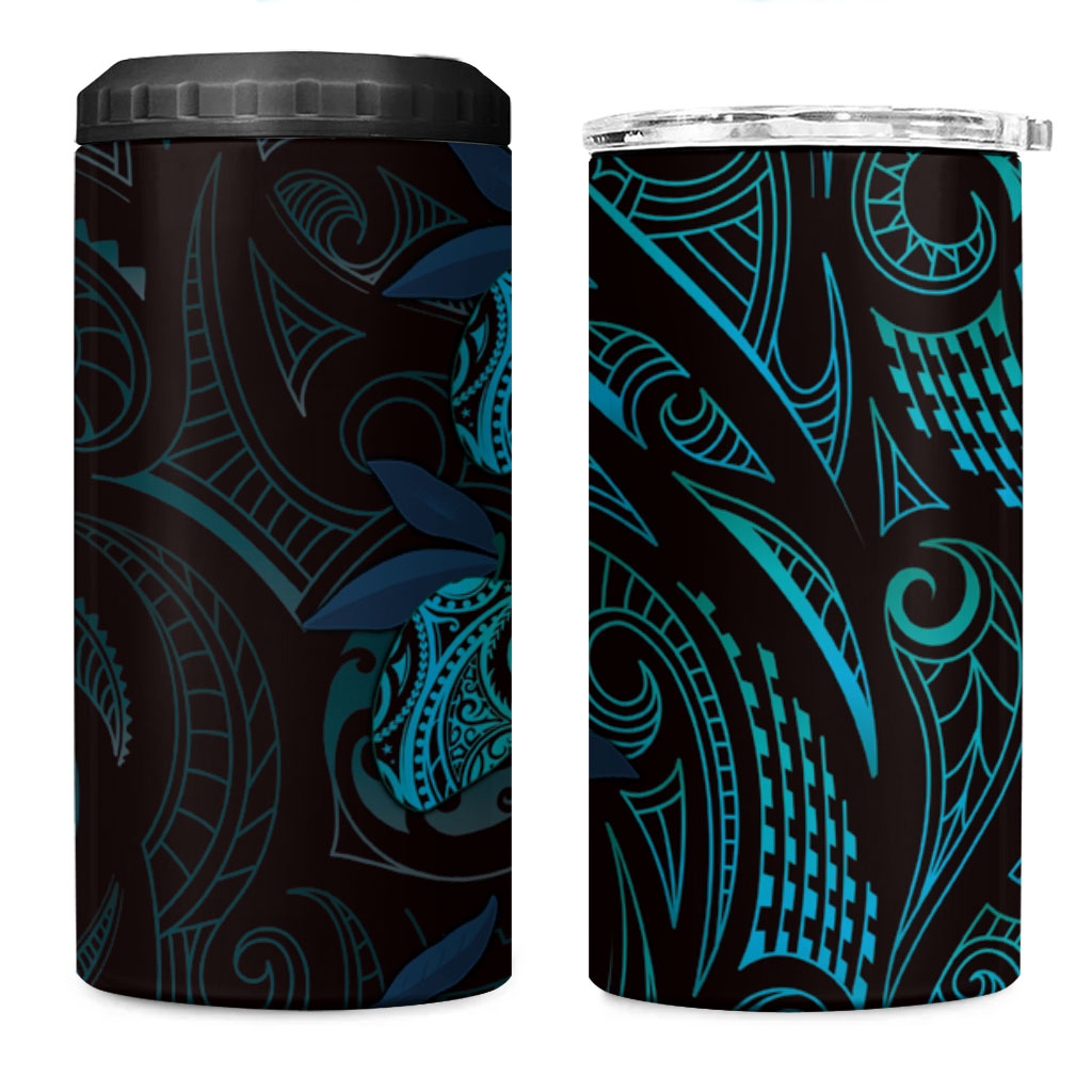Hawaiian Mango Tribal Tattoo 4 in 1 Can Cooler Tumbler Teal Pacific Traditional Pattern LT9 One Size: 16 oz Teal - Polynesian Pride