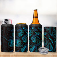 Hawaiian Mango Tribal Tattoo 4 in 1 Can Cooler Tumbler Teal Pacific Traditional Pattern LT9 - Polynesian Pride