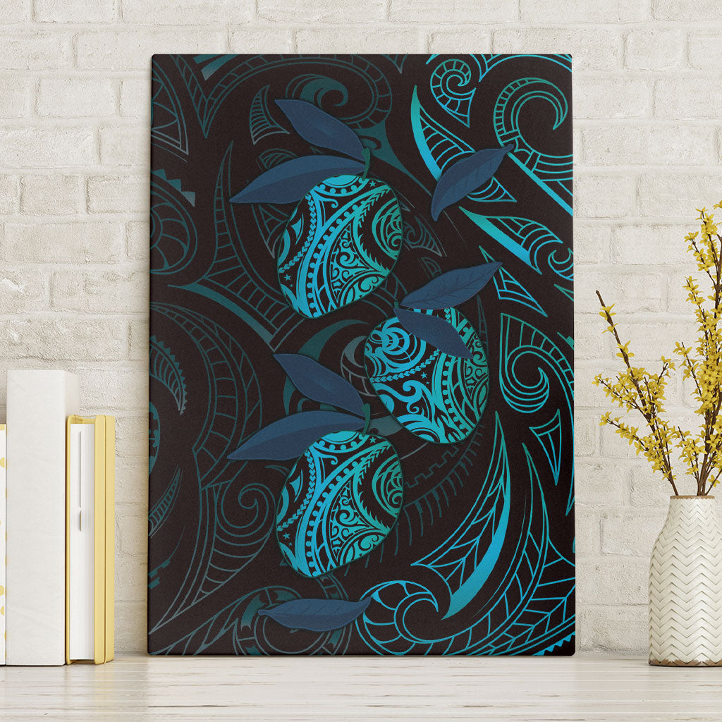 Hawaiian Mango Tribal Tattoo Canvas Wall Art Teal Pacific Traditional Pattern LT9 Without Frame Teal - Polynesian Pride