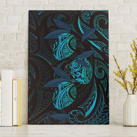 Hawaiian Mango Tribal Tattoo Canvas Wall Art Teal Pacific Traditional Pattern LT9 Without Frame Teal - Polynesian Pride