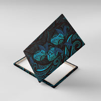 Hawaiian Mango Tribal Tattoo Canvas Wall Art Teal Pacific Traditional Pattern LT9 With Frame Teal - Polynesian Pride