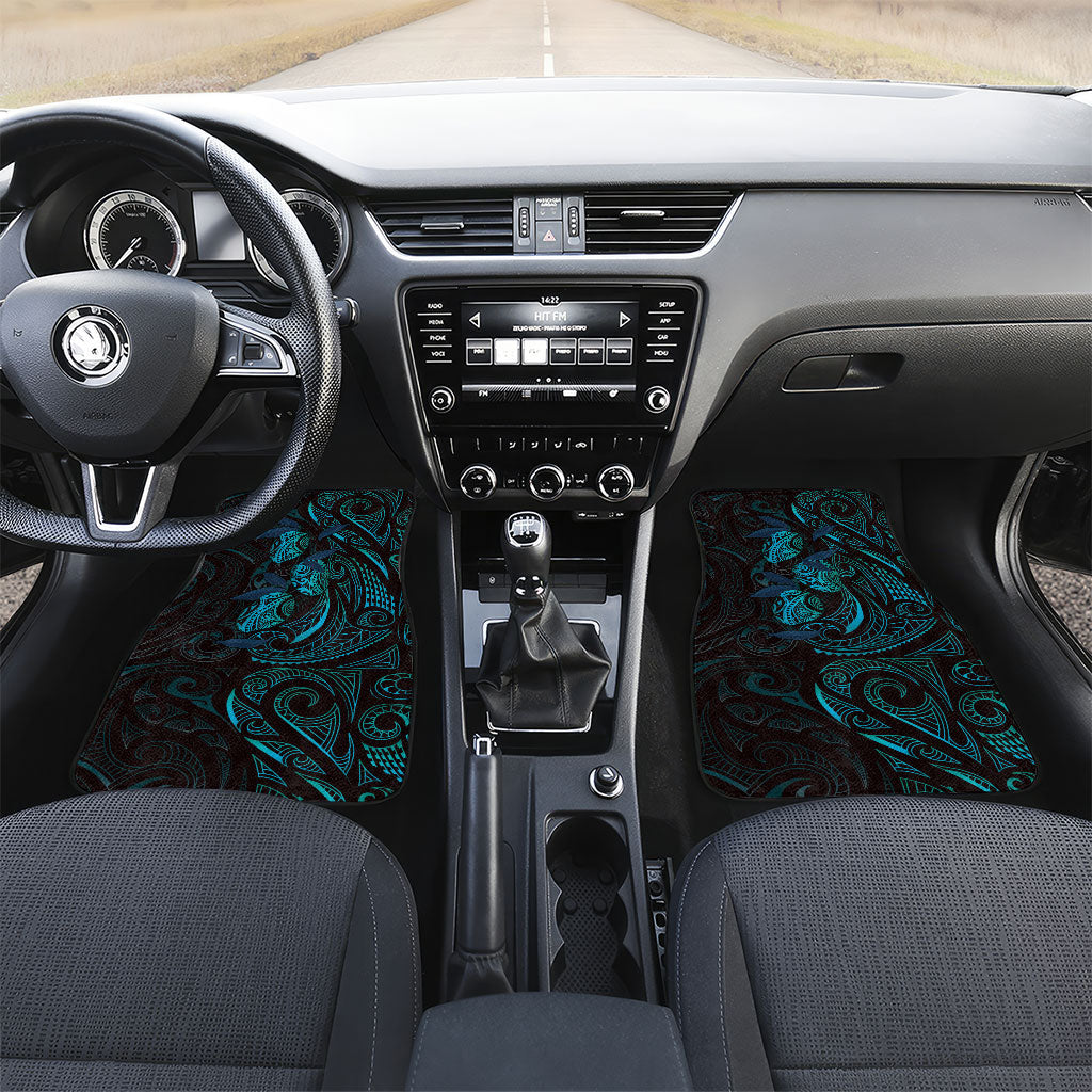 Hawaiian Mango Tribal Tattoo Car Mats Teal Pacific Traditional Pattern LT9 Set 2pcs - Front Teal - Polynesian Pride
