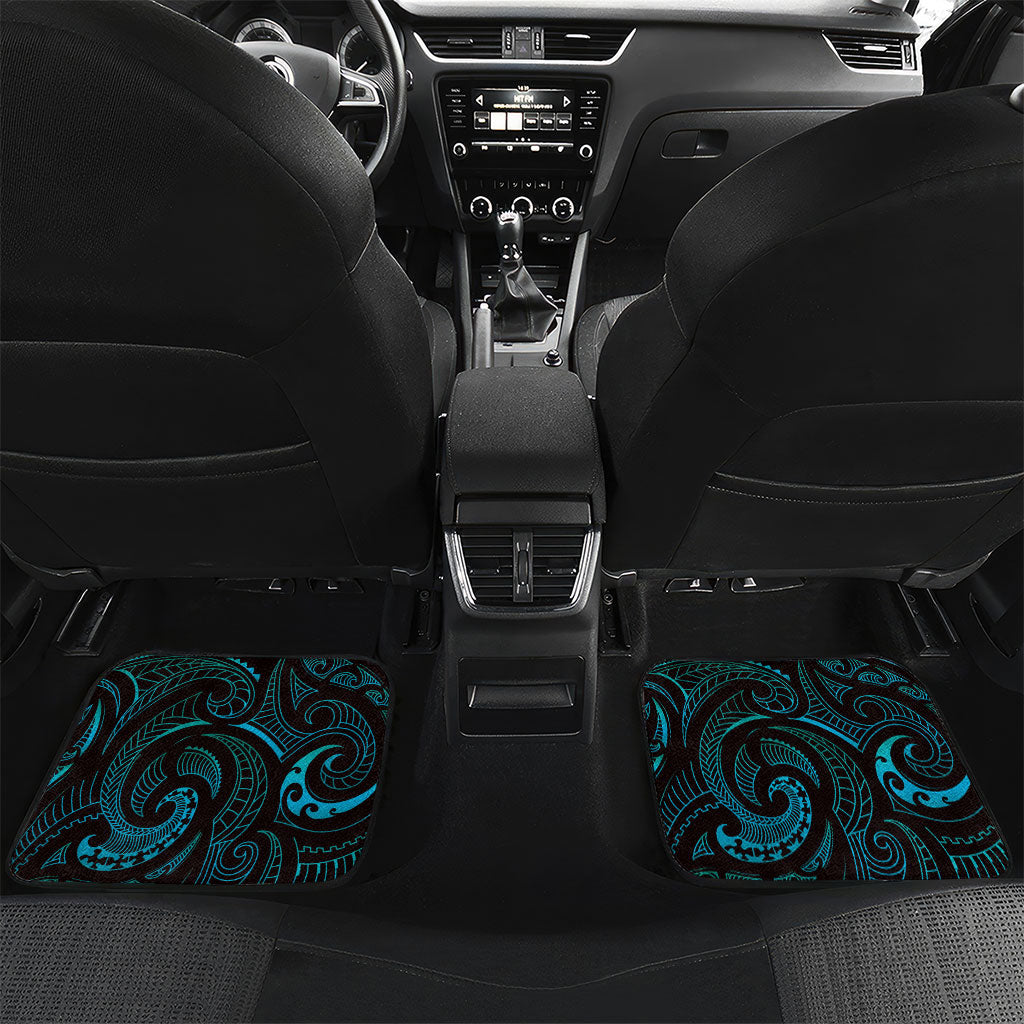 Hawaiian Mango Tribal Tattoo Car Mats Teal Pacific Traditional Pattern LT9 Set 2pcs - Back Teal - Polynesian Pride