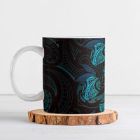 Hawaiian Mango Tribal Tattoo Ceramic Mug Teal Pacific Traditional Pattern LT9 Teal - Polynesian Pride