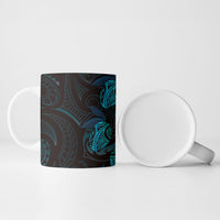 Hawaiian Mango Tribal Tattoo Ceramic Mug Teal Pacific Traditional Pattern LT9 - Polynesian Pride