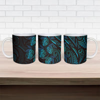 Hawaiian Mango Tribal Tattoo Ceramic Mug Teal Pacific Traditional Pattern LT9 - Polynesian Pride