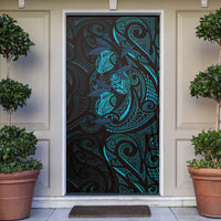 Hawaiian Mango Tribal Tattoo Door Cover Teal Pacific Traditional Pattern LT9 Teal - Polynesian Pride