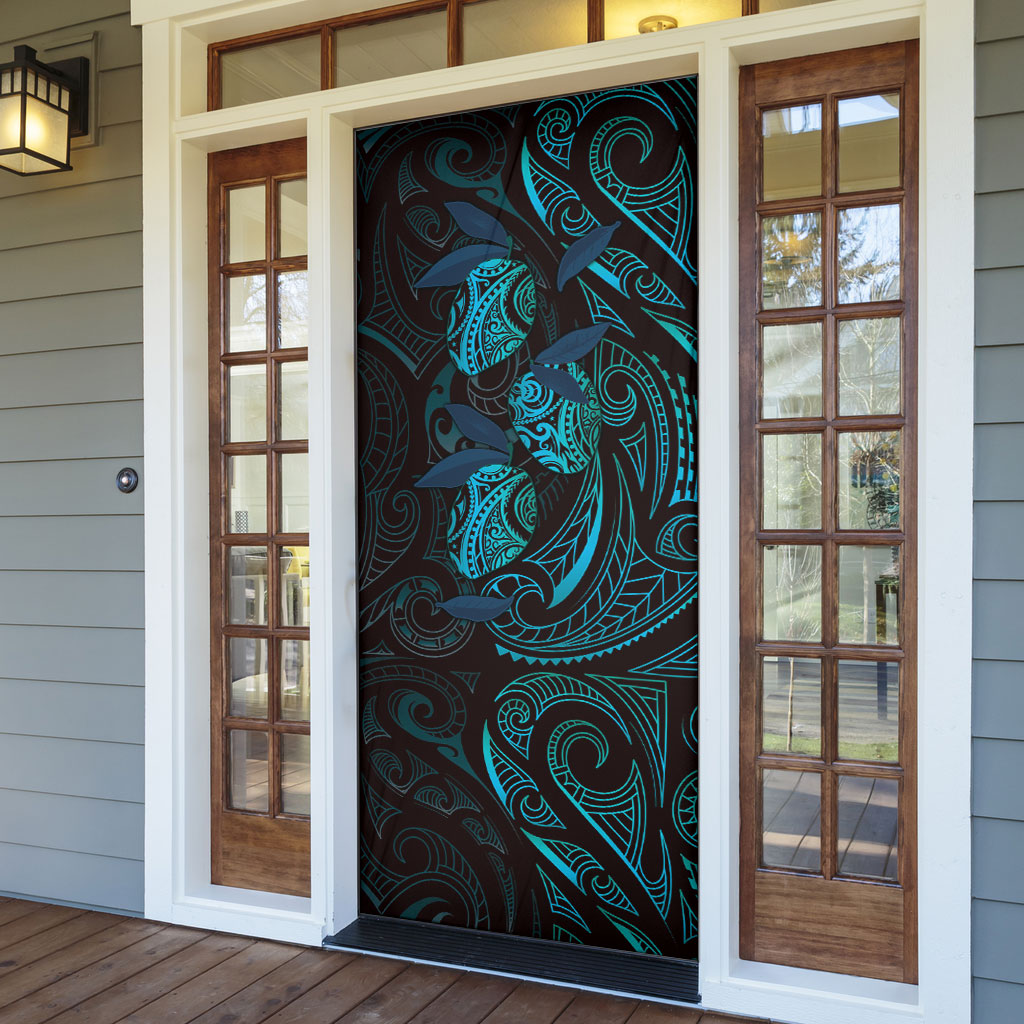 Hawaiian Mango Tribal Tattoo Door Cover Teal Pacific Traditional Pattern LT9 - Polynesian Pride