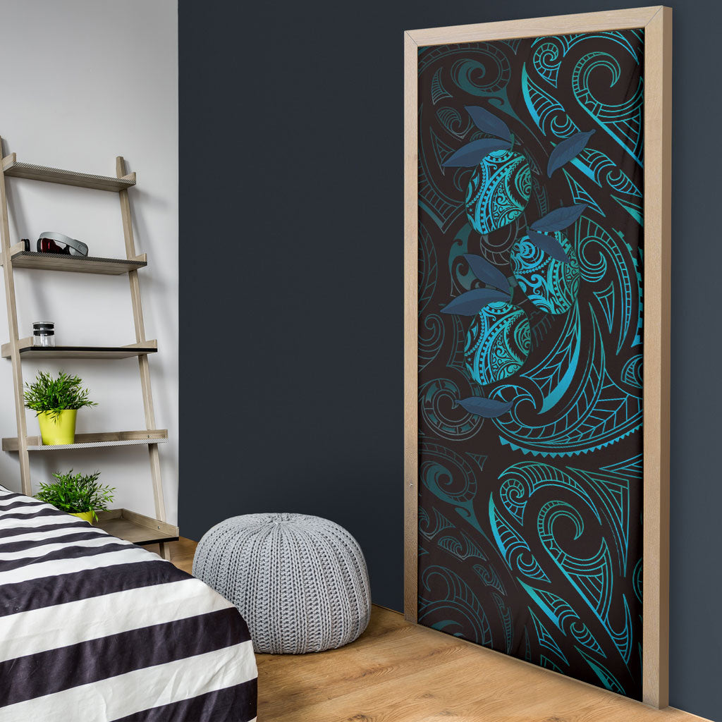 Hawaiian Mango Tribal Tattoo Door Cover Teal Pacific Traditional Pattern LT9 - Polynesian Pride